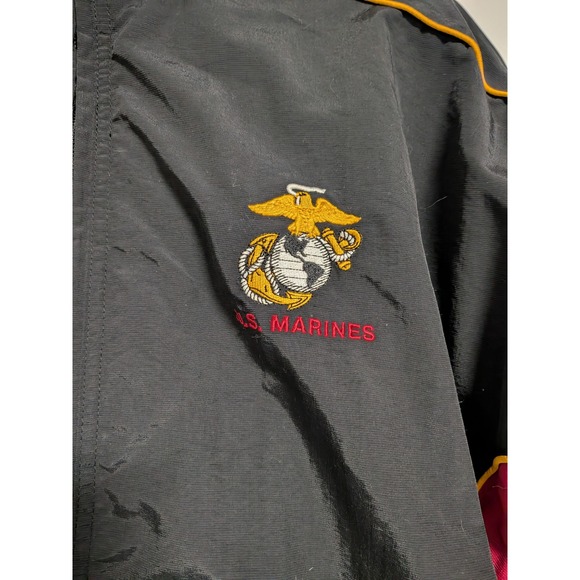 Gear For Sports US Marines Windbreaker Jacket Mens Medium Black Red Full Zip Vtg - Picture 2 of 10